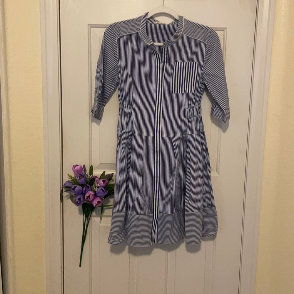 Blue and white stripped dress